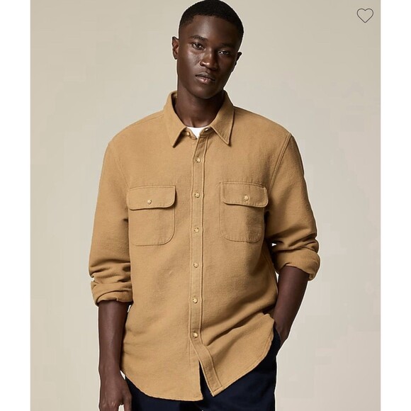 J. Crew‎ Mens Heavyweight Chamois Button Down Workshirt Jacket Tan  XL Soft - Picture 1 of 10